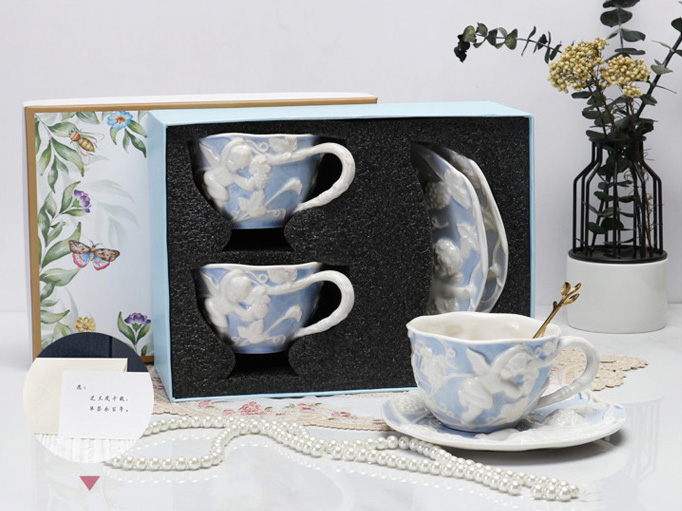 blue-double cup and saucer