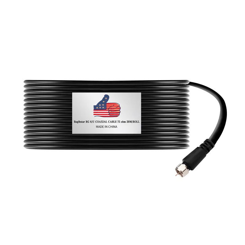 BAGLBSTAR 20M Schwarz COAXIAL CABLE CCTV-Kamera kabel RG6/U Koaxialkabel Für TV CATV Satellite