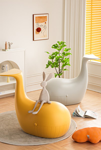 Mesa de centro multifuncional de plástico PE con forma de ballena, muebles de fábrica, diseño moderno y creativo, color azul - Product Image 3