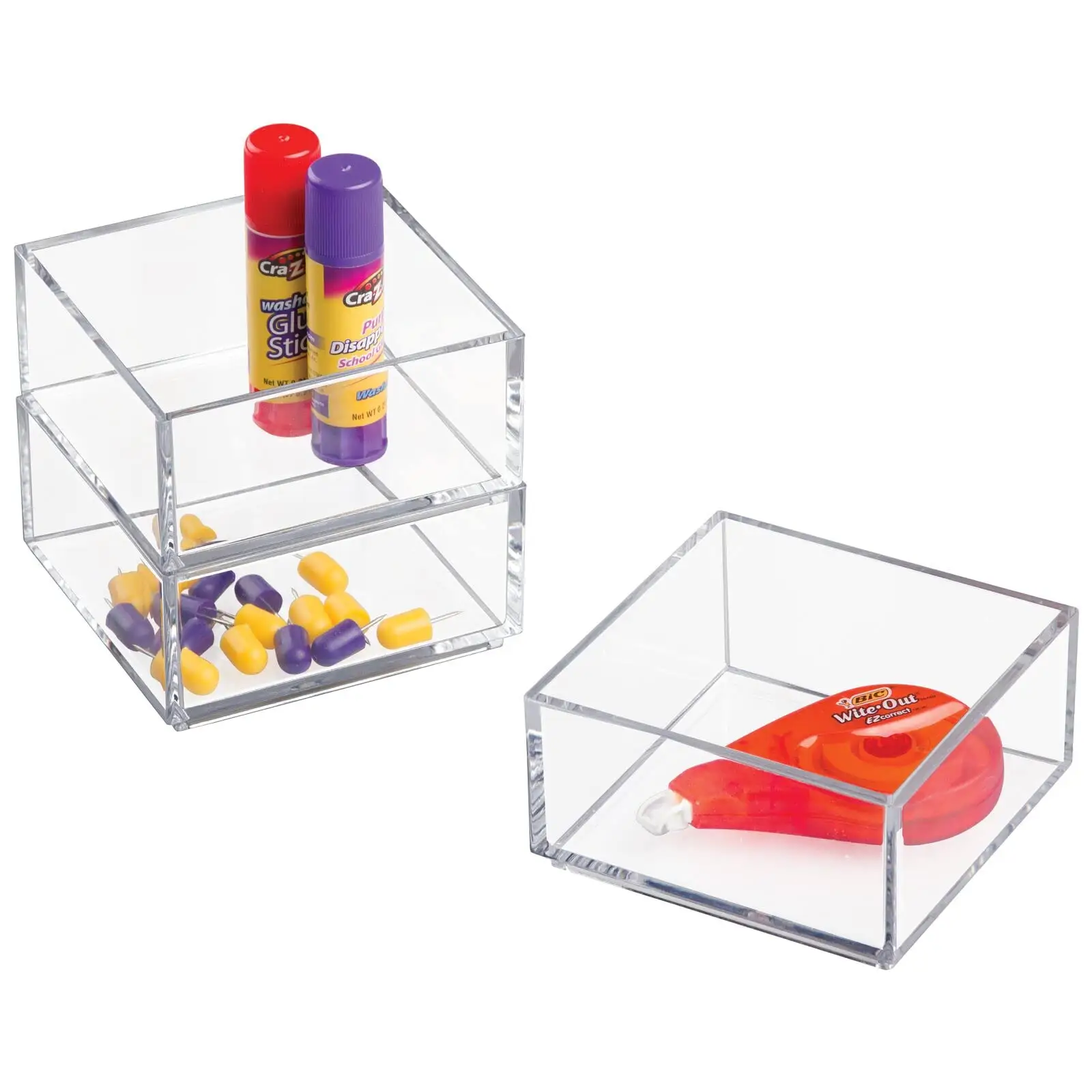 Home Office Acrílico Armazenamento Organizador Quadrado Acrílico Display Box Limpar Acrílico Container Bin