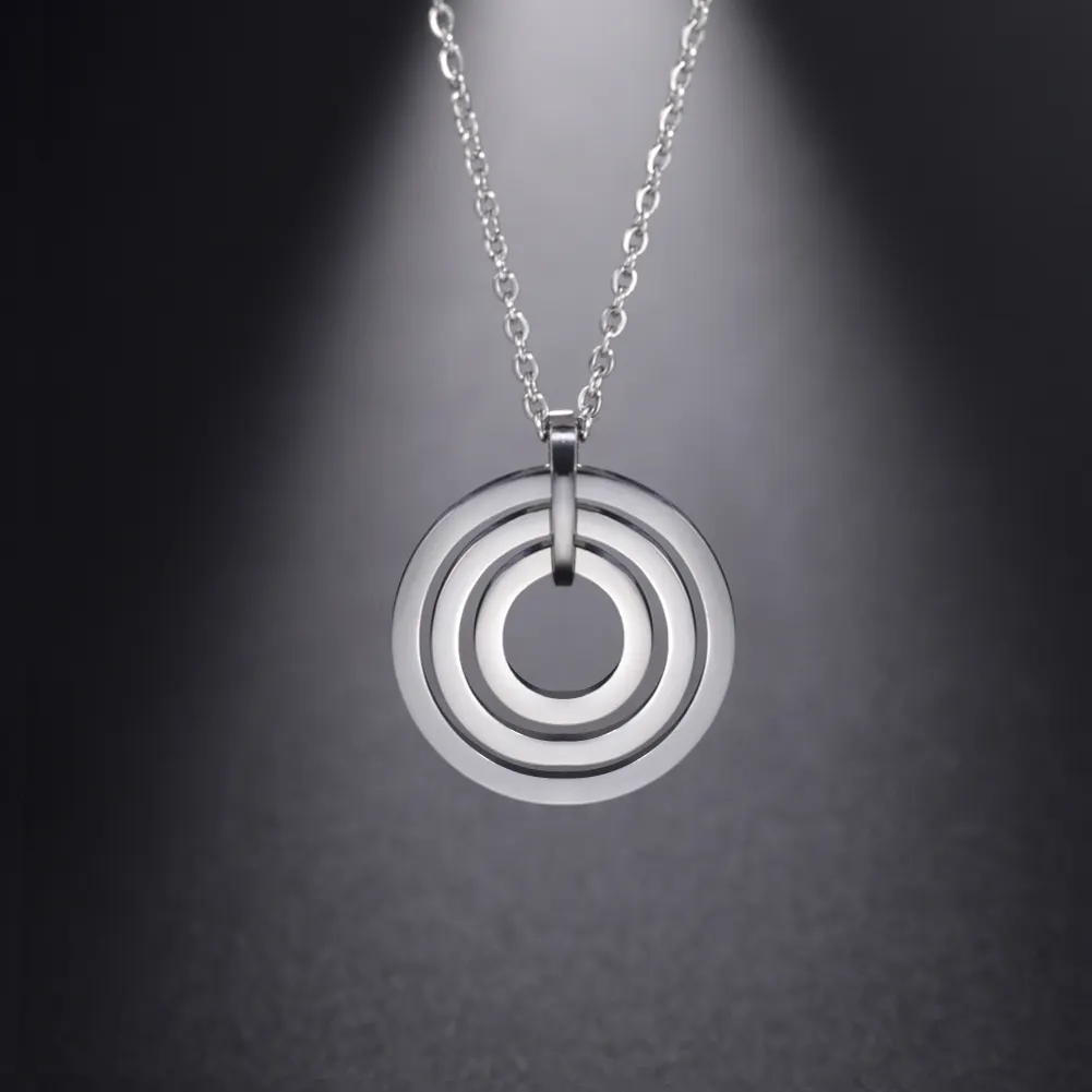 New Three Layers Round Pendant Necklace Stainless Steel Chain on the Neck for Women Birthday Party Gift Wholesale 2021