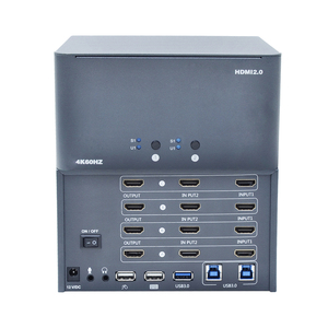 <strong>KVM</strong> <strong>Switch</strong> for 4 Monitors and 4 Computers for HDMI 4k 60Hz USB 3.0 &amp; 3.5mm Audio Supports Windows/Mac/Linux in Stock - Product Image 1