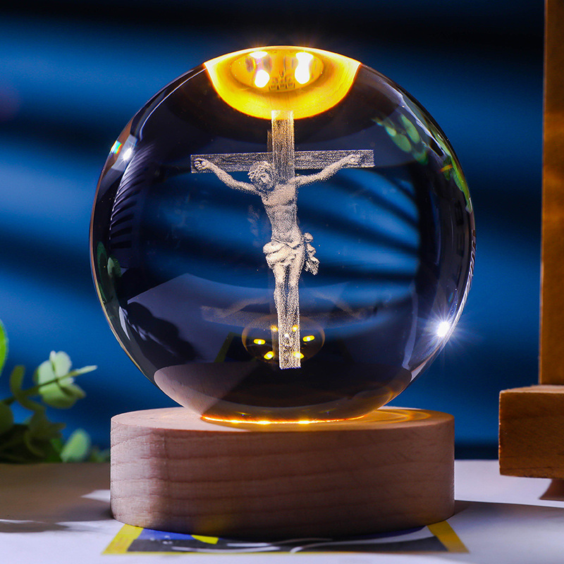 Boule de cristal 8 cm-Croix