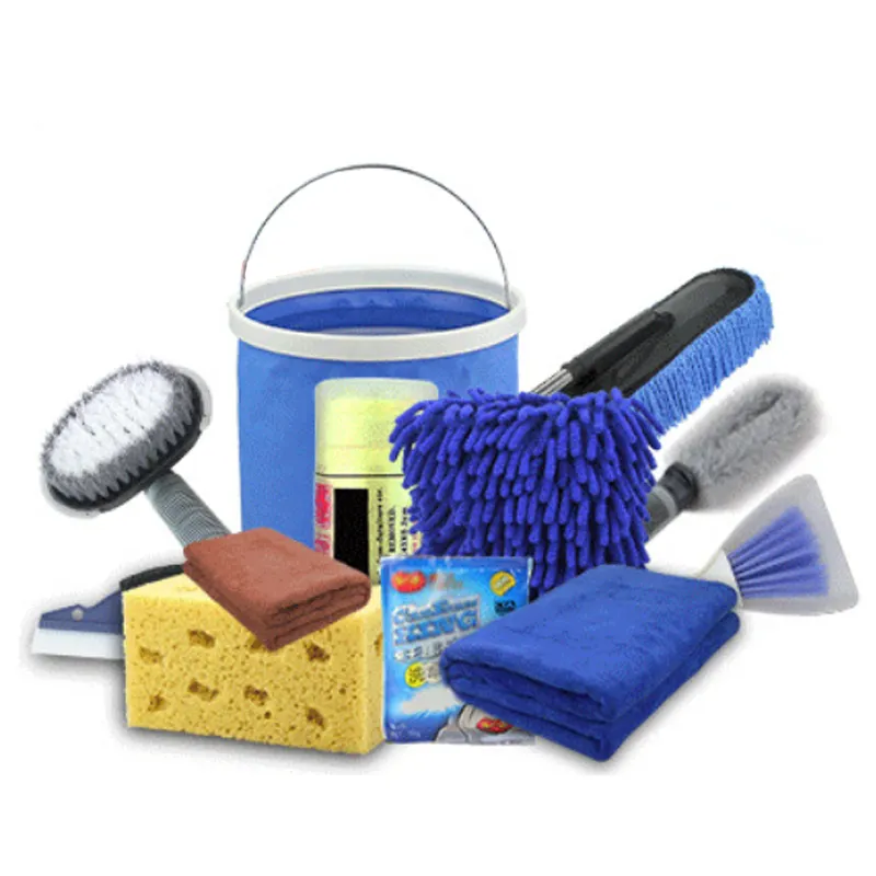 Kit de ferramentas de limpeza para lavagem de carro, kit de limpeza para lavar pneu, toalhas, escova, raspador de janela, conjunto com caixa e balde dobrável, equipamentos de lavagem de carro com 12 peças