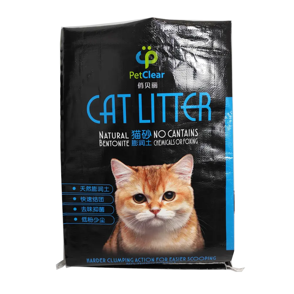 2023 BRC tas anyaman pp laminasi sampah kucing bentonit sertifikat Logo kustom untuk kotoran kucing