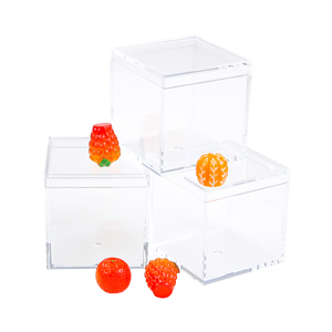 Clear Acrylic Plastic Square <strong>Cube</strong> Small Acrylic Box with Lid Storage Mini Acrylic <strong>Boxes</strong> Square Display Box Organizer Containers - Product Image 6