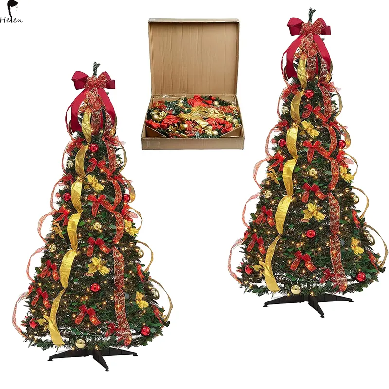 Árbol de Navidad telescópico material PE/PVC árbol de Navidad retráctil fácil de instalar para fiesta interior