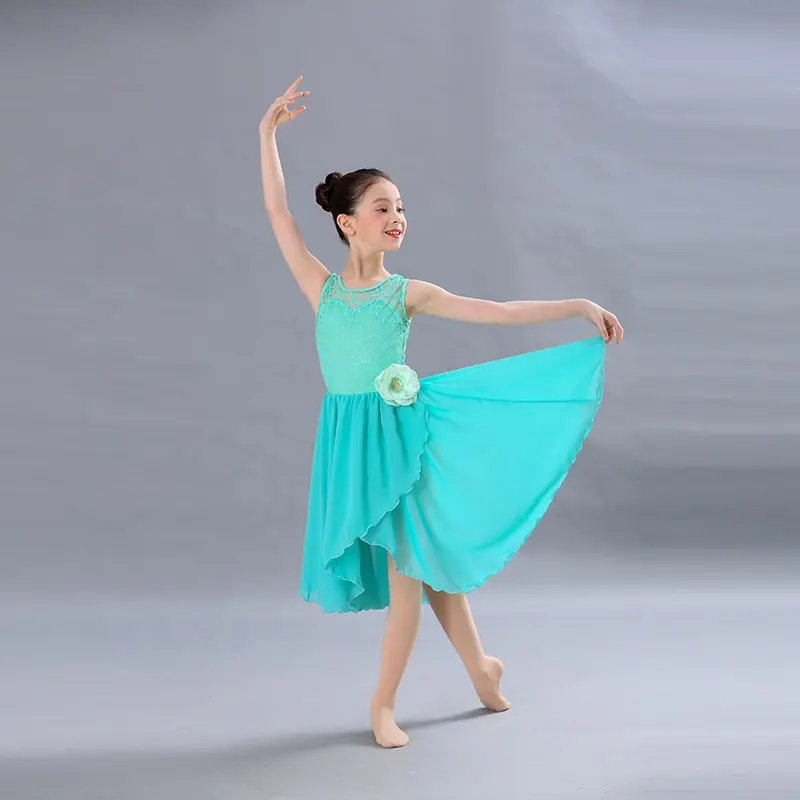 Las niñas vestido de baile de salón verde lírica danza moderna vestidos