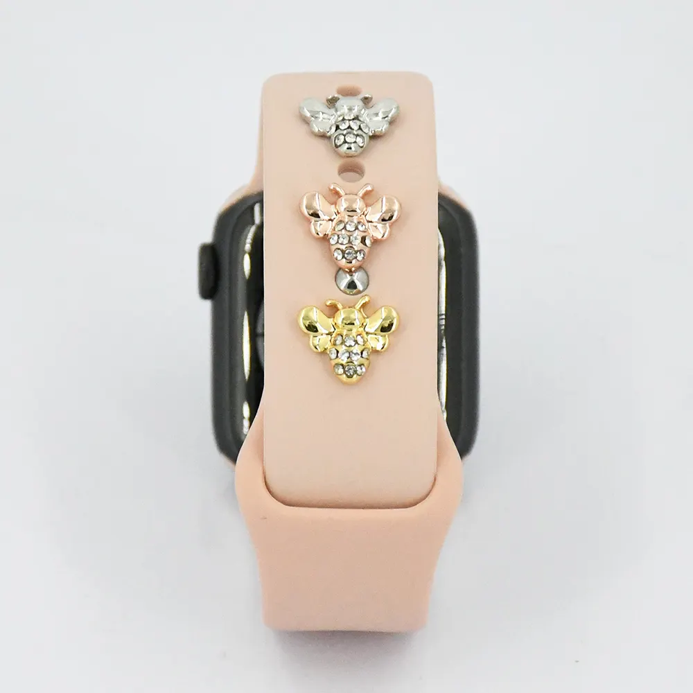 Diamond encrusted metal bee or snowflake studs for apple watch series 7 6 5 4 3 2 1