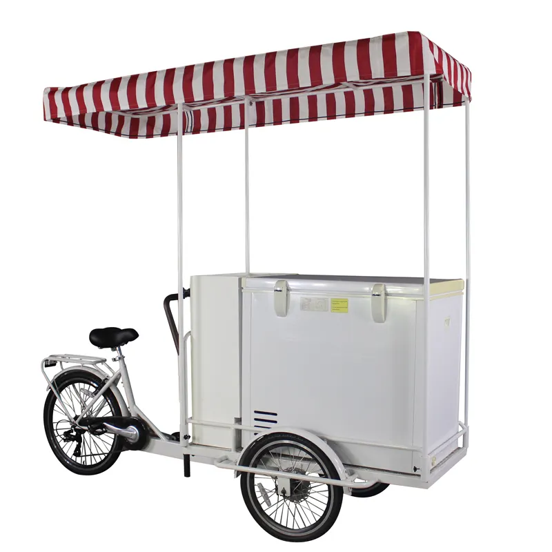 2022 T06A tre ruote bici da bicicletta gelato triciclo distributore elettrico bici da carico per bevande fredde