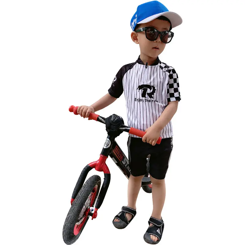 RJYC-Conjunto de jersey de Ciclismo de manga corta para niños, ropa deportiva para interiores y exteriores