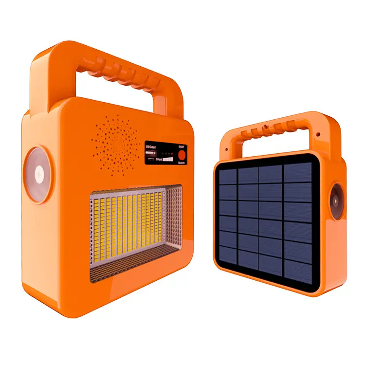 Cargador de móvil con linterna USB, Banco de energía Solar para exteriores, luz Led, altavoz de Audio, luz de emergencia
