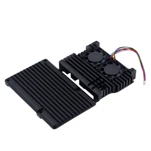 Raspberry Pi Case Carcasa de aleación de aluminio Caja protectora de refrigeración con 2 ventiladores PWM para Raspberry Pi 5 - Product Image 4