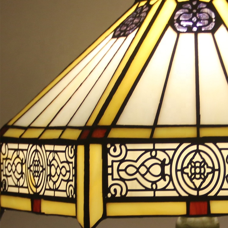 LongHuiJing Yellow Luxury Tiffany Style desk Lamp Handcrafted table Lamps Stained Glass lampshade light custom made