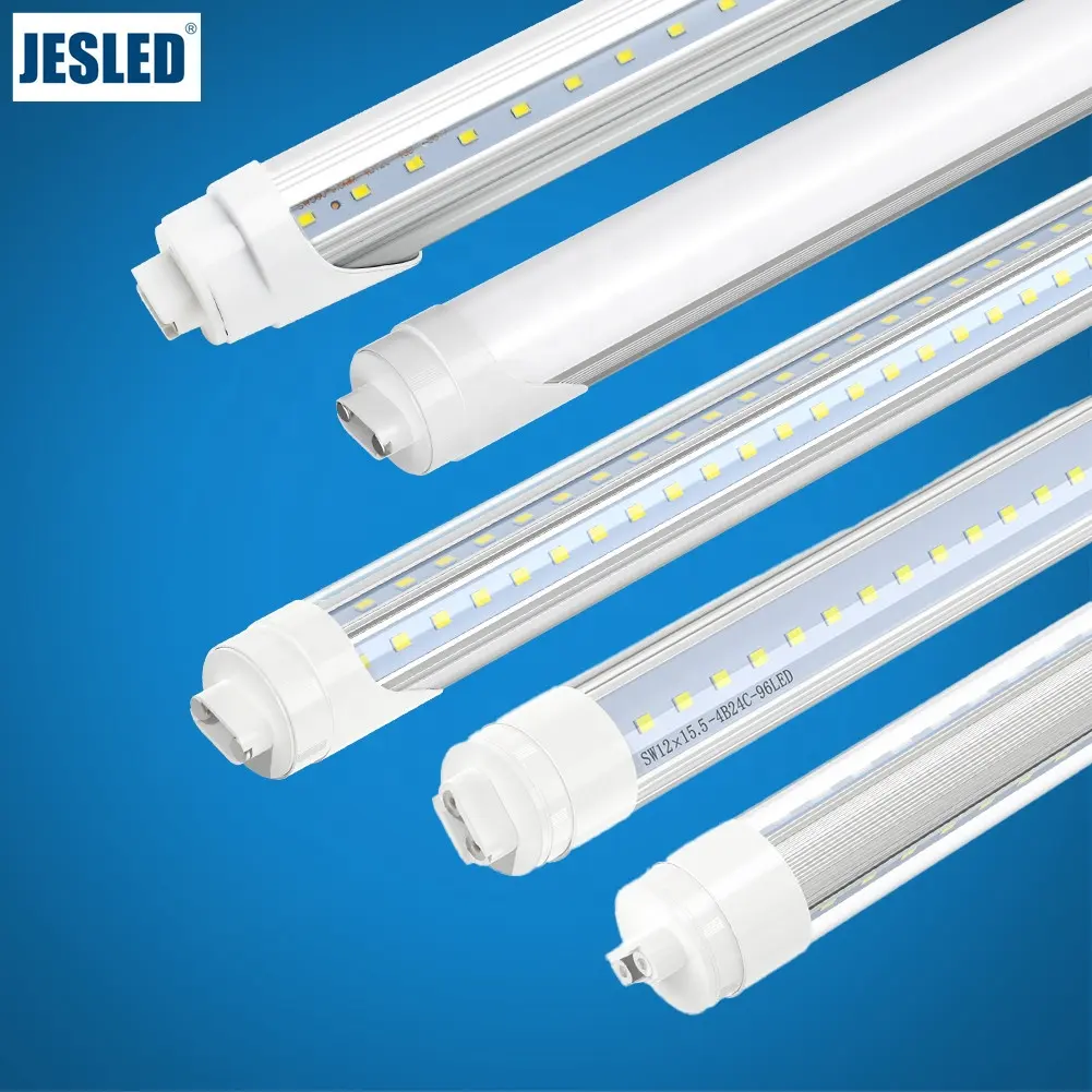 JESLED T8 8ft R17D ampoules 4000K 5000K 6500K clair givré couverture 45W 50W 72W 90W LED Tube lumière T8 ampoules remplacement FCC ETL