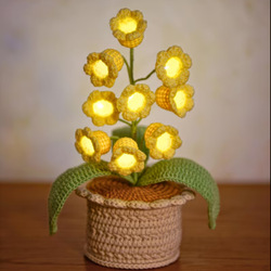 Plante en pot de muguet jaune à 9 têtes avec lumière