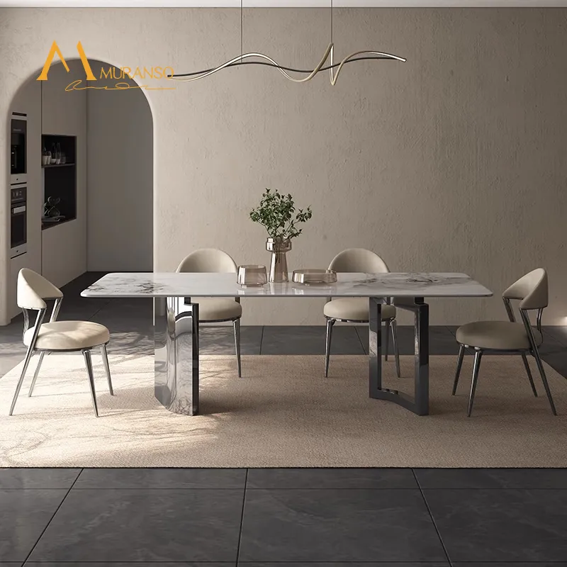 Итальянский минималистский каменный обеденный стол и стул комбинированный современный легкий роскошный домашний Прямоугольный Обеденный стол круглый