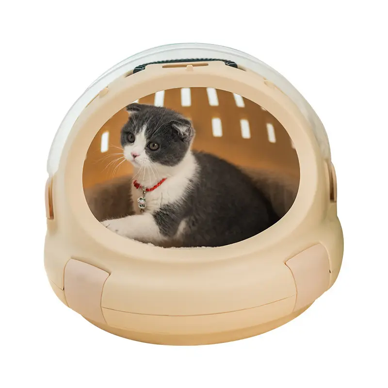Produk Perjalanan Plastik Transparan Warna-warni Laris untuk Hewan Kecil Luar Ruangan Tas Kucing Anjing Kotak Pengangkut Kandang Hewan Peliharaan