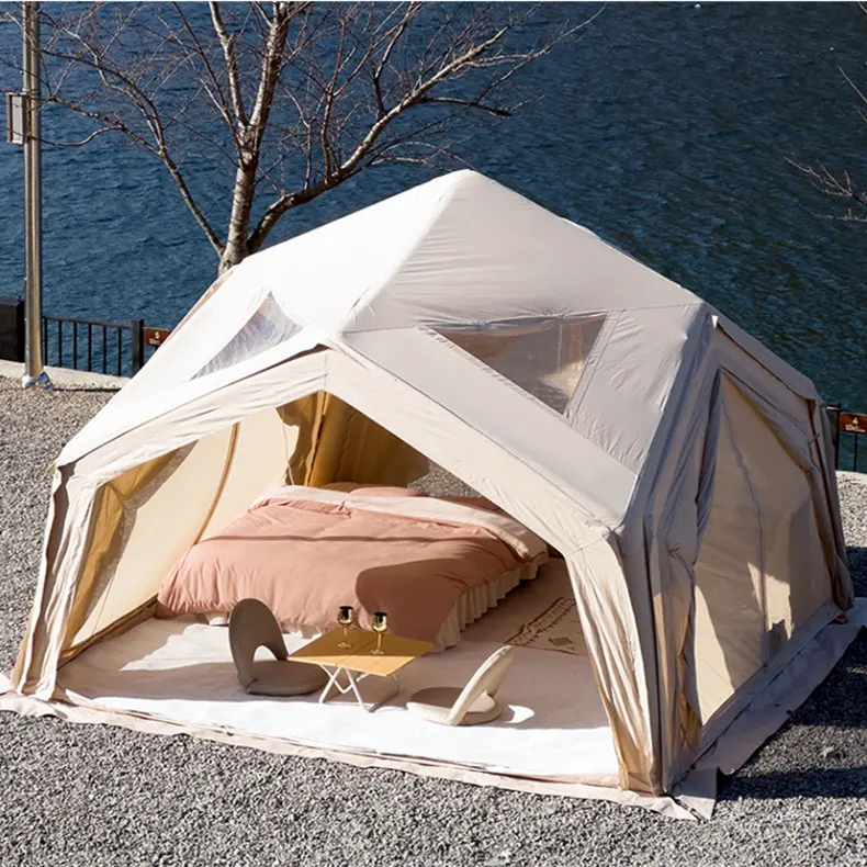 Nuovo Design 4 lati porte grandi peso leggero gonfiabile Glamping tenda da spiaggia per 8 persone campeggio all'aperto