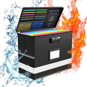 1 paquete de caja de seguridad portátil impermeable ignífuga negra con asa plegable ignífuga carta documento caja carpeta patrón - Product Image 1
