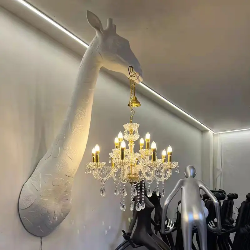 맞춤형 도매 수제 기린 모양 램프 홈 장식 수제 애니메이션 빛 동물 모양의 수지 애니메이션 벽 램프