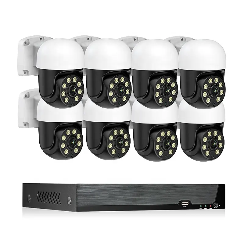 Cámara domo ptz 4K HD de 8MP, 4/8 canales, 360 a todo color, visión nocturna, operación remota, luz manual con sistema de cámara de seguridad POE Nvr