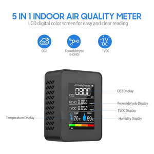 מכשיר ניטור CO2 TVOC בודק גלאי פחמן דו חמצני 5 ב-1 צג איכות אוויר רב תכליתי מד תרמו-היגרומטר - Product Image 5