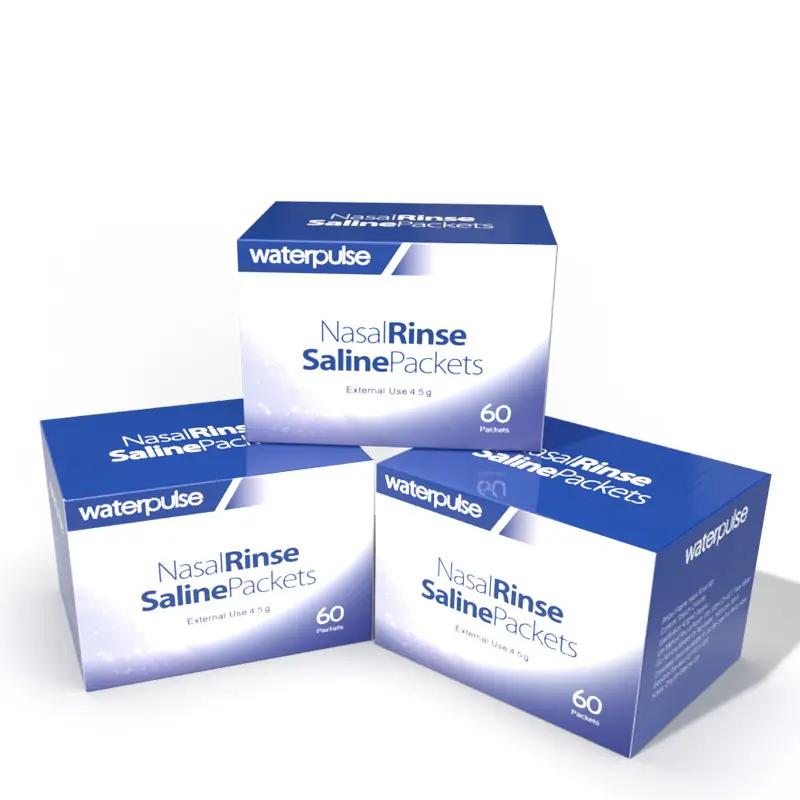 Waterpulse pacchetti salina sale di risciacquo nasale soluzione salina fisiologica 0.9% per la pulizia quotidiana del naso dell'irrigatore nasale