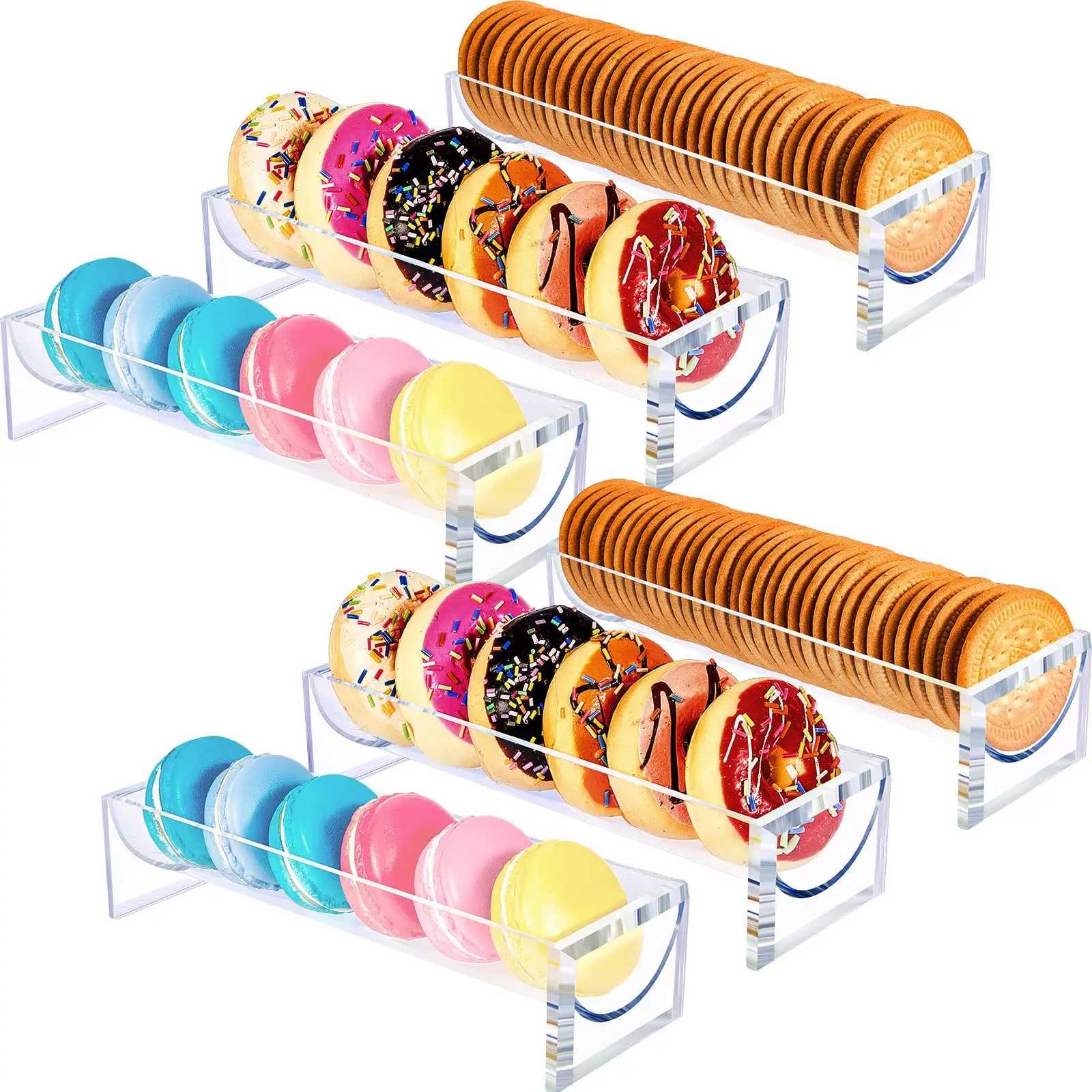Hot Sell Custom Elegant Tabletop Multi Tiers Lucite Cookies Display Tray Acrylic Macaroon Tray Bakery Display Stand