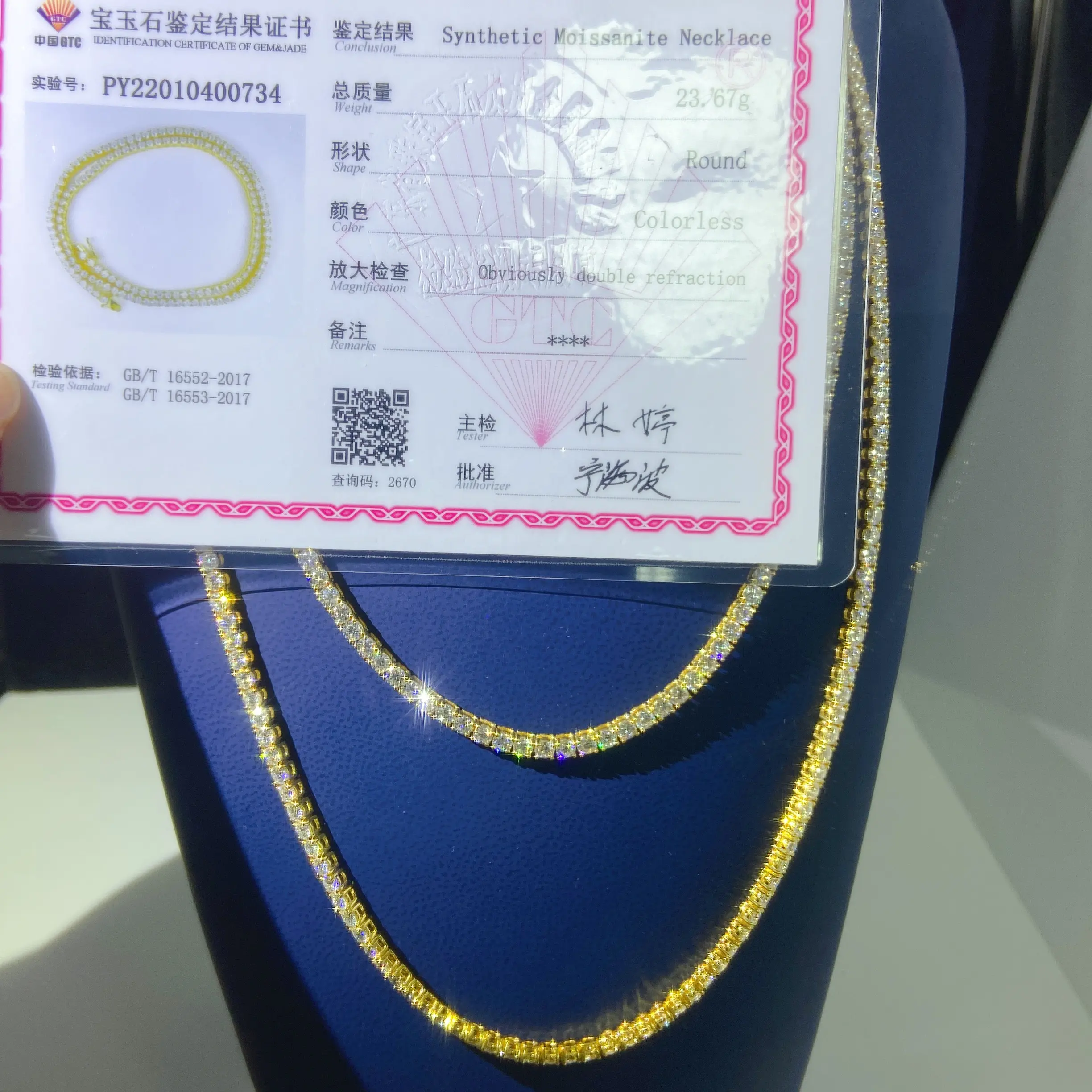 Hot Selling 3MM 10K 14K 18K Real Solid Gold VVS Moissan ite Schmuck kette Herren Tennis Kette