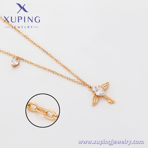 A00876745 Xu ping takı yeni moda melek kalp şeklinde kanatlar 18K altın kadın çok yönlü kolye kolye