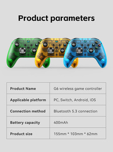 G6 BTワイヤレス対応ゲームコントローラーIOS/AndroidゲームパッドPC用ホールロッカー6軸デュアル振動ジョイスティックスイッチ用 - Product Image 3