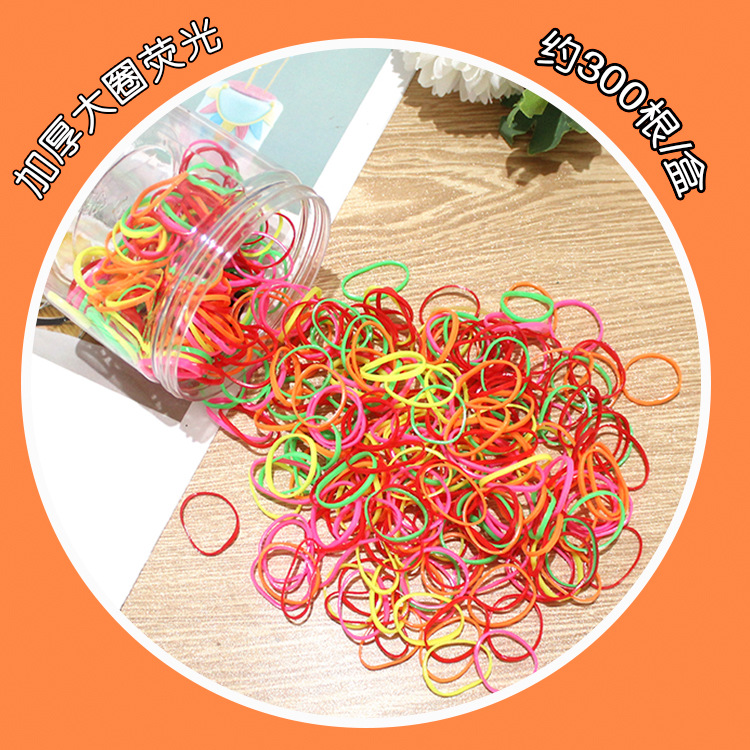 2.5cm bright Neon colors rubber band 300pcs in clear box