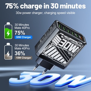 30W標準6-in-1 QC3.0高速充電携帯電話充電器マルチポートEU/米国/英国プラグトラベル充電器0.5A入力20A出力 - Product Image 2