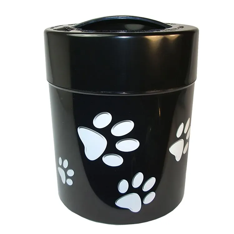 Siyah pençe tasarım kumtaşın köpek kedi maması tedavi konteyner teneke kutu kemik Pet teneke kutu seramik pet kavanoz