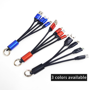 2025新产品创意定制徽标尼龙编织3合1钥匙扣Micro USB C型充电器电缆，用于手机数据充电 - Product Image 2