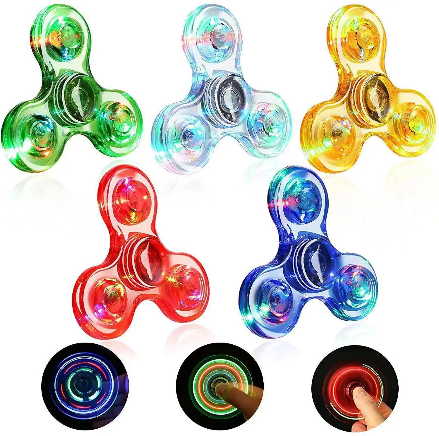 Spinner Fidget Transparent Offre Spéciale Lumineux Led Toupies Toupies Du Bout Des Doigts Jouet Fidget Spinner En Plastique