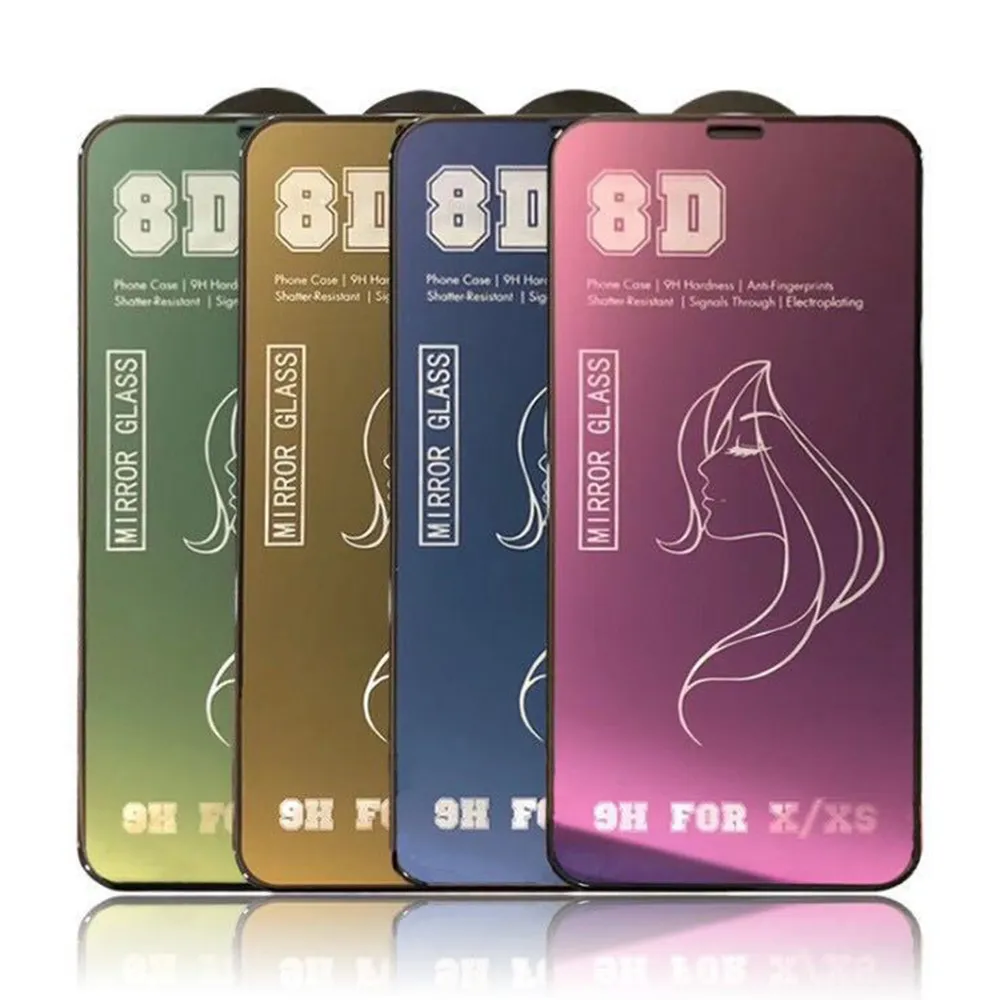 Vetro temperato colorato di lusso 8D per iPhone 13 12 11 Pro XS Max 7 8 Plus X XR pellicola protettiva per vetro 9H