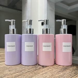 新款定制PE哑光瓶沐浴露容器塑料特殊形状瓶，带洗液泵洗发水 - Product Image 1