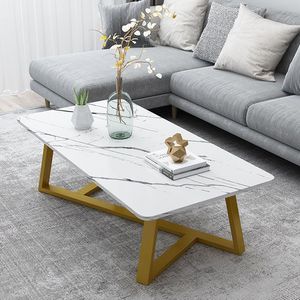 Mesa de centro pequeña Rectangular para el hogar de diseño moderno, mesa de té multifuncional de lujo de mármol - Product Image 1