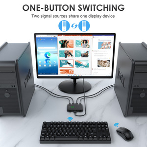 Interruptor de 2 puertos Hd-mi Usb Kvm, dos ordenadores para compartir teclado, ratón y monitores de impresora - Product Image 6