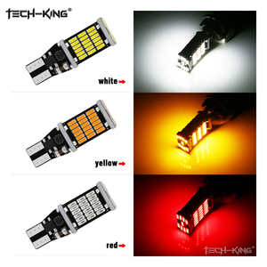 TECH-KING自動車およびオートバイのハイパワーT1512v-24vLedライトW16W4014 45smd LedT15イエローホワイトレッドSX279反転ライト - Product Image 6