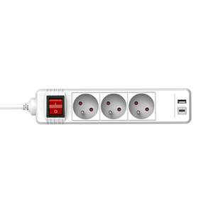 Tira de alimentación de uso doméstico de 3 enchufes con 2 salidas USB Enchufe de extensión de alimentación de USB para instalación multifunción - Product Image 2