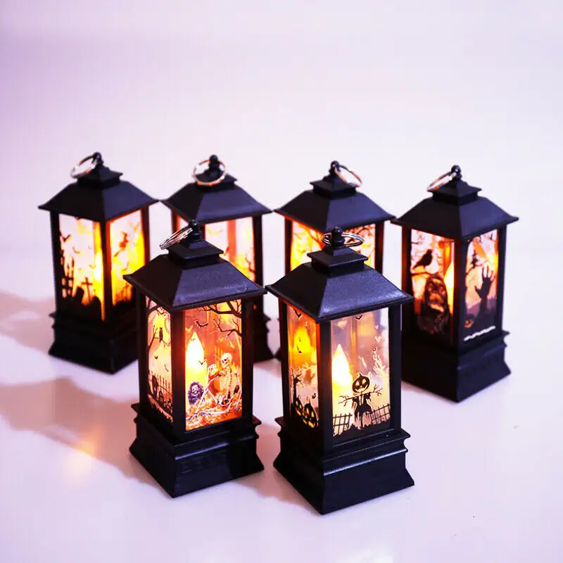 Appeso Halloween Vintage Lanterna Fiamma Vacanza Luci Luce della Candela del LED Alimentato A Batteria Ornamenti Casa Partito Decor