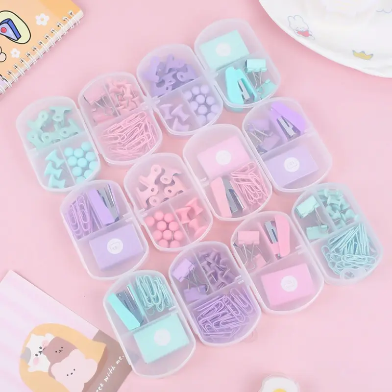 Creative Macaron Mini Grapadora Set Grapadoras de oficina Papelería Grapadora manual