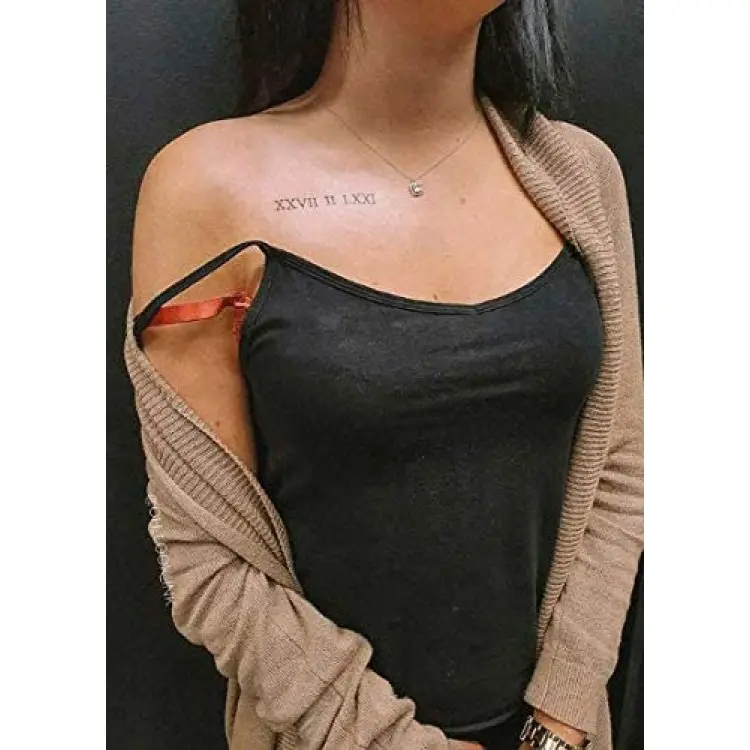 Tatuagem temporária em 6 folhas, pequena etiqueta com 26 letras pretas à prova d'água, números tatuajes, à prova d'água, alfabeto