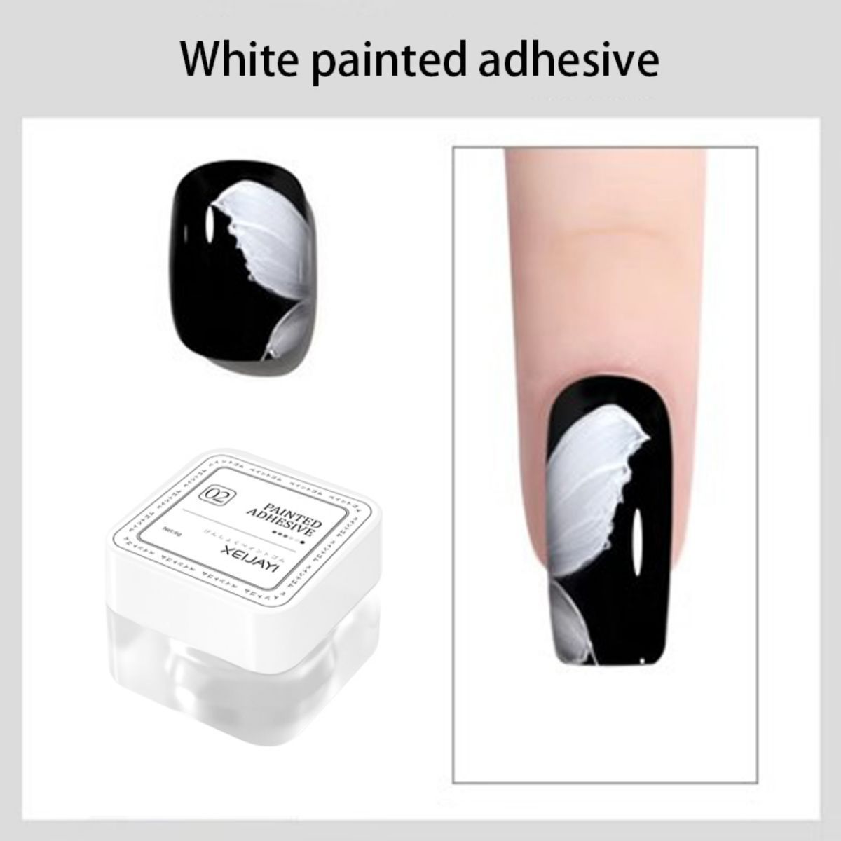 Adhesivo acrílico pintado de blanco.