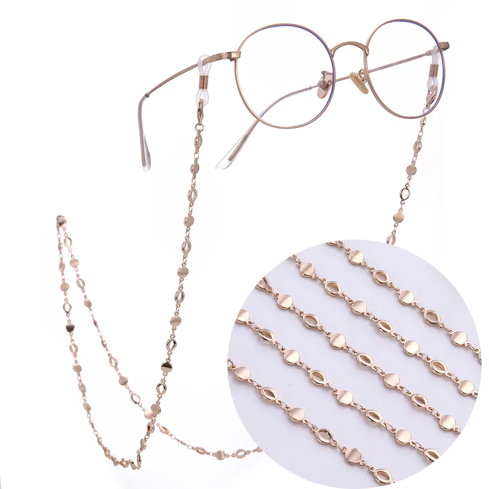 New Design Water Wave Copper Rose Gold Plated Eyeglass Accessories Metal Women Sunglasses Glasses Chain Holder Clips