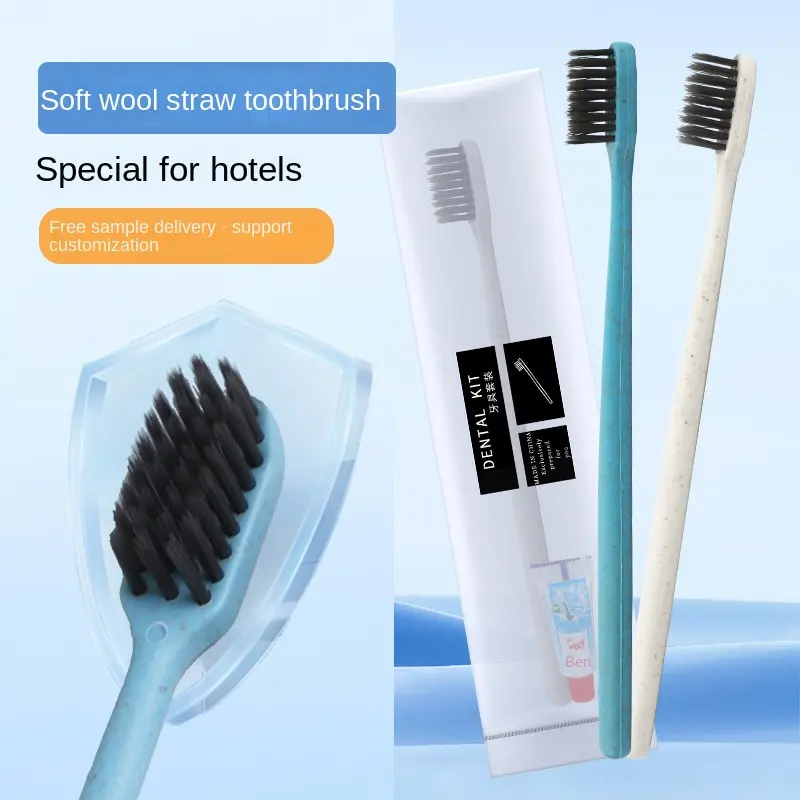 -Cepillo de dientes secundario pelo suave paja Hotel Guest House Club artículos de tocador hogar hospitalidad conjunto dental al por mayor