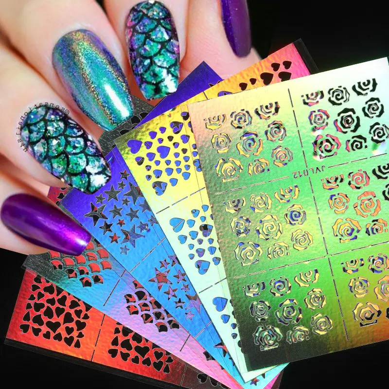 1 foglio di Nail stick francese Nail Art punte DIY stampa Nail pattern accessori